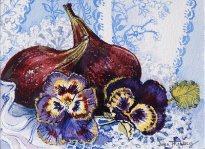 Due fichi con viole del pensiero, 2002 da Joan Thewsey